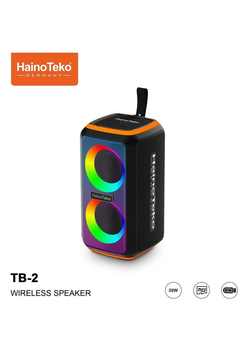 Haino Teko TB-2 Wireless Portable Bluetooth Speaker with Powerful Stereo Sound, Deep Bass Performance, Long Battery Life, Compact Travel-Friendly Design for Home & Outdoor Use - Image 1
